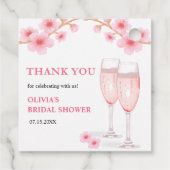 モダンな花とプロセッコのウェディングシャワーのお礼 フェイバータグ (裏面)