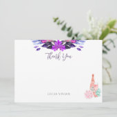 モダンな花とプロセッコの多肉植物のブライダルシャワー サンキューカード (スタンド正面)