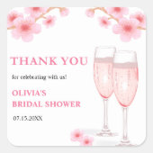 モダンな花とプロセッコの結婚前お礼 スクエアシール (正面)