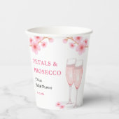 モダンな花とプロセッコ ピンクの花のウェディングシャワー 紙コップ (正面)
