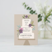 モダンな花のウェディングケーキとブライズシャワー ポストカード (スタンド正面)