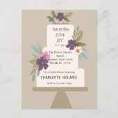 モダンな花のウェディングケーキとブライズシャワー ポストカード (正面)