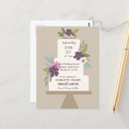 モダンな花のウェディングケーキ ポストカード