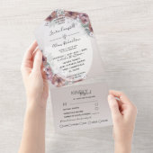 モダンな花のオレンジ ベージュ ウォーターカラー結婚式 オールインワン招待状 (貼ってはがせる)