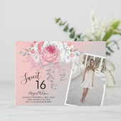 モダンな花のオンブレ スイート16の誕生日パーティー 招待状 (スタンド正面)