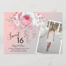 モダンな花のオンブレ スイート16の誕生日パーティー