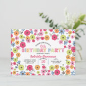 モダンな花のガーリーな誕生会 招待状 (スタンド正面)