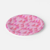 モダンな花のクリスマスツリー-パステル調ピンク ペーパープレート (アングル)
