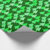 モダンな花のクリスマスツリー-マツ緑 ラッピングペーパー (角)