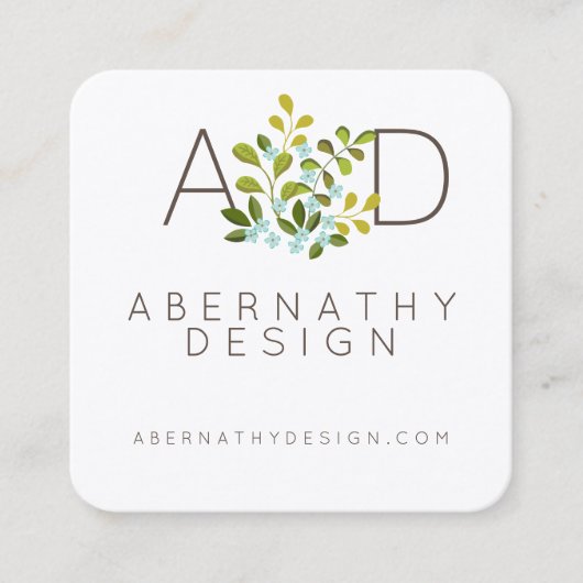 モダンな花のコンテンポラリーで自然なデザインカード スクエア名刺 (正面)