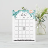 モダンな花のシックなブライダルシャワーのビンゴ エンクロージャーカード (スタンド正面)