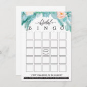 モダンな花のシックなブライダルシャワーのビンゴ エンクロージャーカード (正面/裏面)