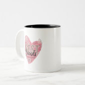 モダンな花のハート ツートーンマグカップ (正面左)