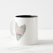 モダンな花のハート ツートーンマグカップ (正面左)