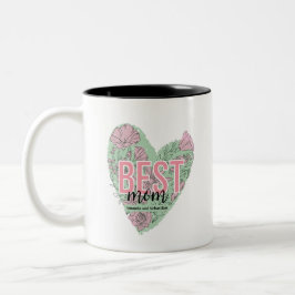 モダンな花のハート ツートーンマグカップ