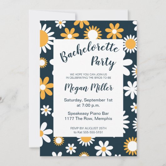 モダンな花のバチェロレッテパーティー招待状 招待状 (正面)