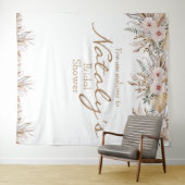 モダンな花のパンパスグラス ブライダルシャワー ウェディング タペストリー (インサイチュ(横))