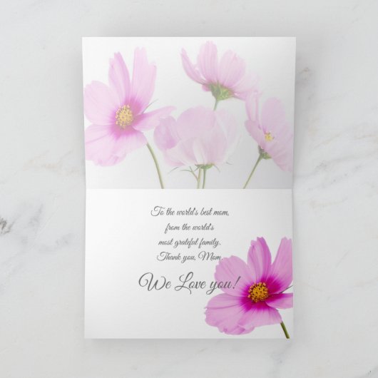 モダンな花のパーソナライズで幸せな母の日 カード (内部)