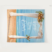 モダンな花のビーチバックドロップ写真プロップウェディング タペストリー (正面(横))