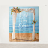 モダンな花のビーチバックドロップ写真プロップウェディング タペストリー (正面)