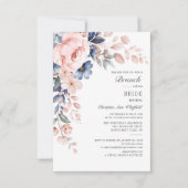 モダンな花のピンクと青のブライダルシャワーの招待状 招待状 (正面)