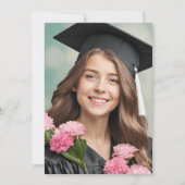 モダンな花のピンクの卒業招待状 招待状 (正面)