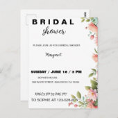 モダンな花のブライダルシャワー招待状 ポストカード (正面/裏面)