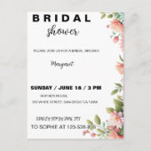 モダンな花のブライダルシャワー招待状 ポストカード (正面)
