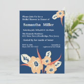 モダンな花のブライダルシャワー招待状:: 濃紺 招待状 (スタンド正面)
