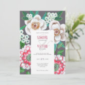 モダンな花のペイントの結婚式 招待状 (スタンド正面)