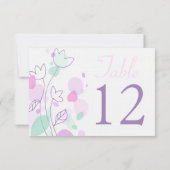 モダンな花のペタル ウェディング テーブル ナンバー 招待状 (裏面)