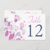 モダンな花のペタル ウェディング テーブル ナンバー 招待状 (正面/裏面)