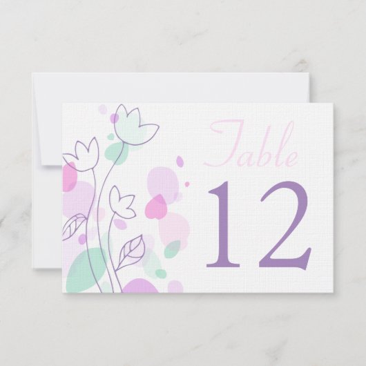 モダンな花のペットル ウェディングテーブルナンバー 招待状 (正面)