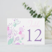 モダンな花のペットル ウェディングテーブルナンバー 招待状 (スタンド正面)