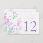 モダンな花のペットル ウェディングテーブルナンバー 招待状 (正面/裏面)