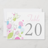 モダンな花のペットル ウェディング テーブル ナンバー 招待状 (裏面)