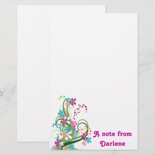 モダンな花のメモ帳 便箋 (正面/裏面)