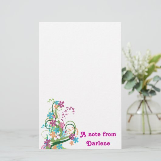 モダンな花のメモ帳 便箋 (スタンド正面)