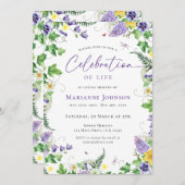 モダンな花のライフセレブレーション葬儀 招待状 (正面/裏面)