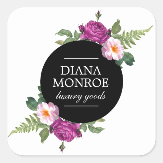 モダンな花のリース スクエアシール (正面)