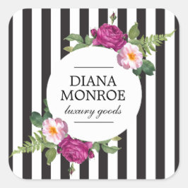 モダンな花のリース ストライプ スクエアシール
