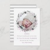 モダンな花のリース 誕生のお知らせ 案内状 (正面/裏面)