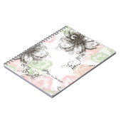 モダンな花のヴィンテージの写実的な花のピンクの黒 ノートブック (左側)