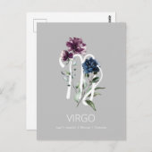 モダンな花の乙女座シンボル ポストカード (正面/裏面)