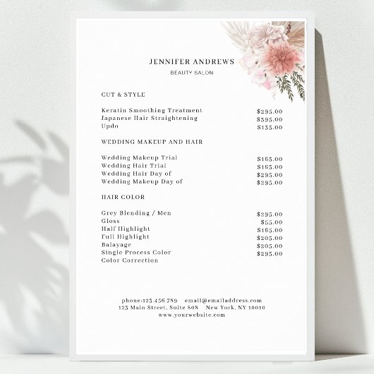 モダンな花の価格リストポスター ポスター