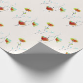 モダンな花の抽象画 水彩の花のアート ラッピングペーパー (角)