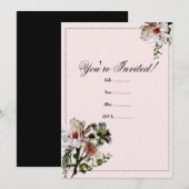 モダンな花の招待状テンプレート 招待状 (正面/裏面)