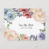 モダンな花の水彩エレガント・セーブ・ザ・デート 案内ポストカード (正面/裏面)