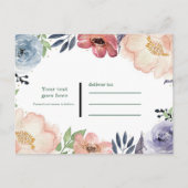 モダンな花の水彩エレガント・セーブ・ザ・デート 案内ポストカード (裏面)