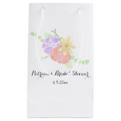 モダンな花の水彩画のブライダルシャワー スモールペーパーバッグ (正面)